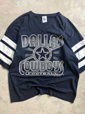 1995 Dallas Cowboys Logo 7 Navy Men’s Graphic NFL Football Tee XL 24x29